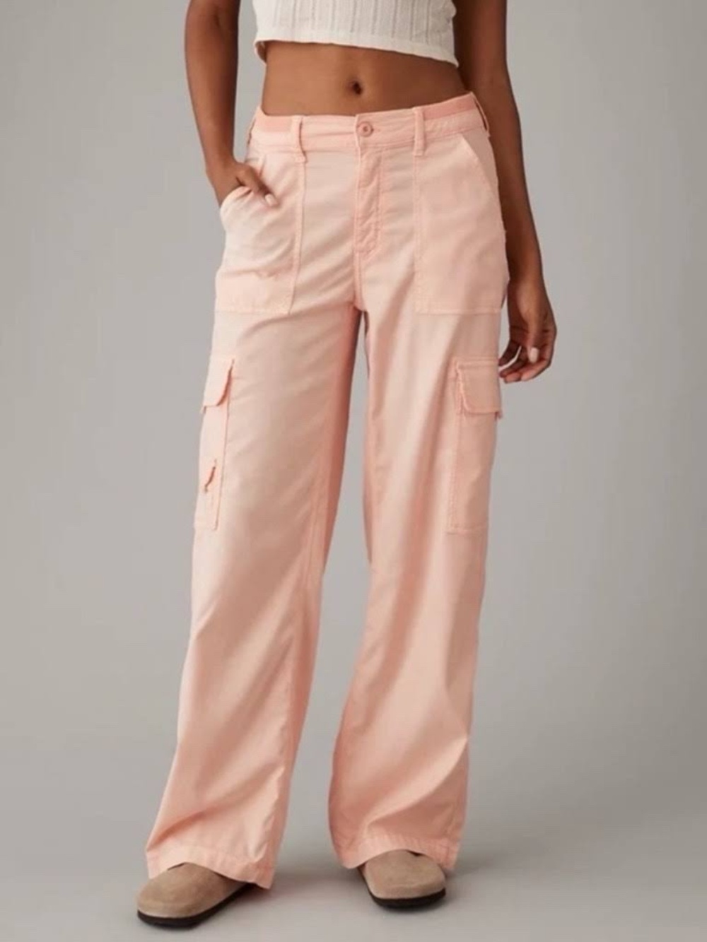 American Eagle Outfitters Cargo Pants Coral Mid Rise Size 2